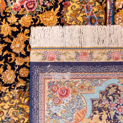 فرش ماشینی کد 358 طرح ترنجی زمینه مشکی