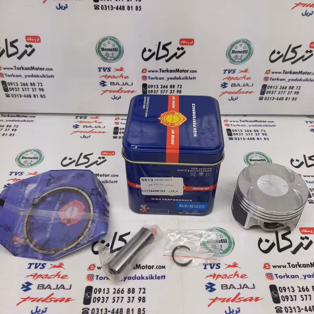 رینگ و پیستون ( پستان ) موتور پالس ns 150 ان اس تکنو ( سایز 0/75 )