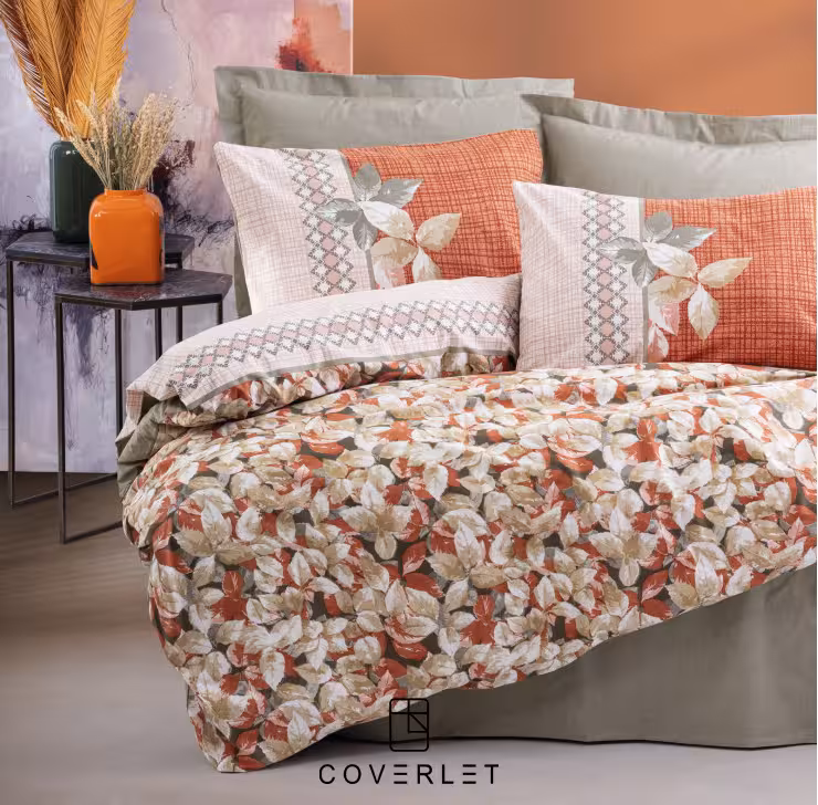 روتختی نارنجی طوسی طرح برگ کاوری مدل Simone