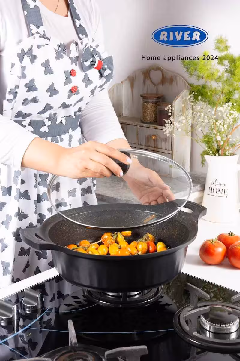تابه دو دسته سایز 28 مشکی ریور کد 3852B