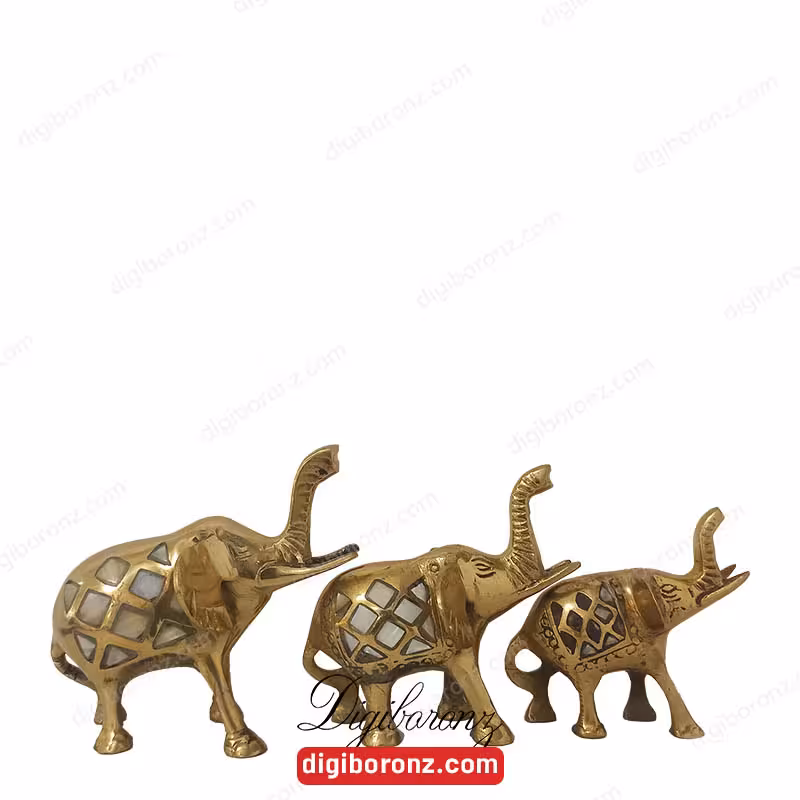 مجسمه برنجی برنزی مدل فیل صدف کاری شده