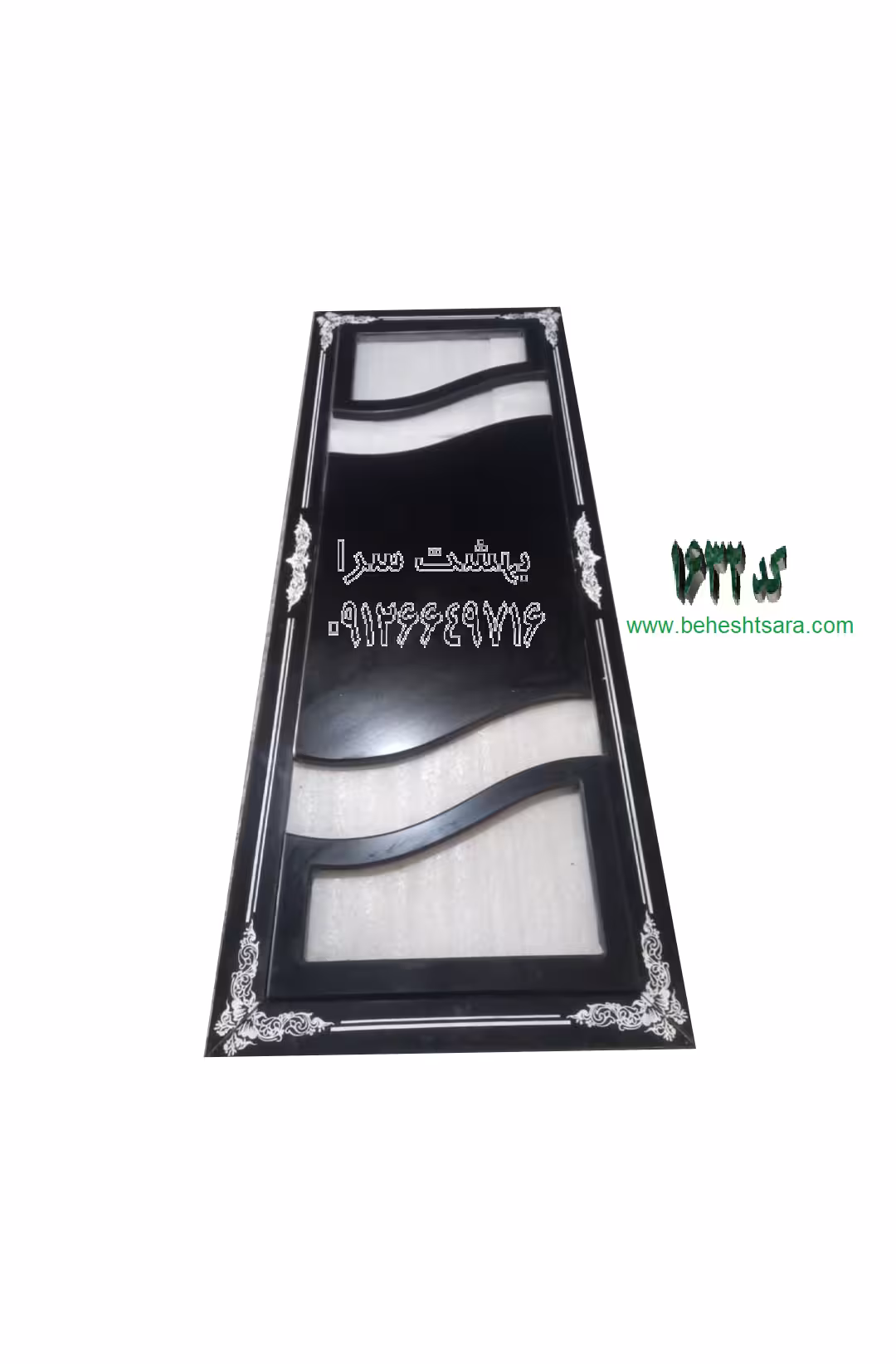 سنگ مزار گرانیت مشکی بلک سوپر باغچه گلدانی کد 1632