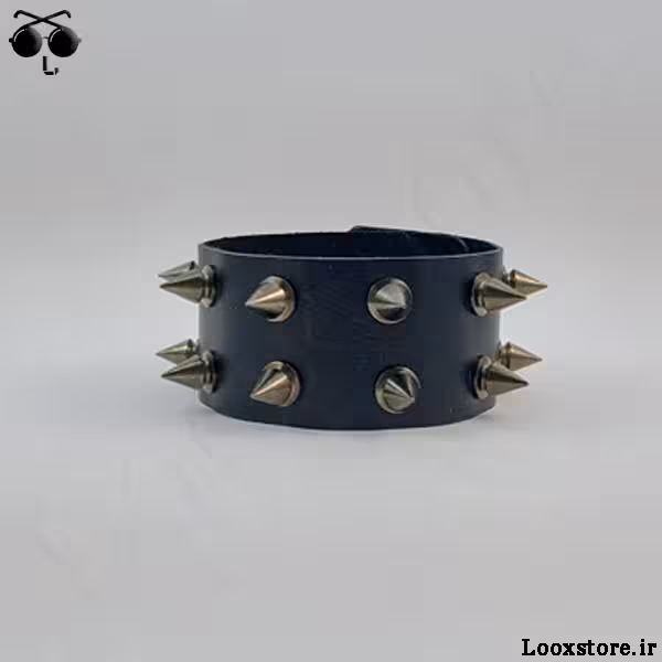 دستبند اسپایکی دو ردیف فلزی مشکی