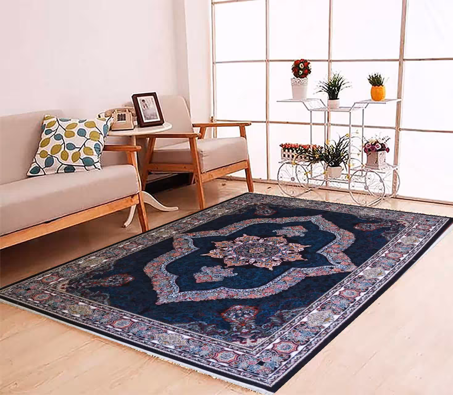 فرش ماشینی 9متری ارزان قیمت کاشان طرح کارینا(ارسال رایگان)