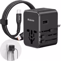 شارژر دیواری USB، تایپ‌سی 45 وات و تبدیل پریز 2500 وات مک‌دودو CP-3270 با کابل تایپ‌سی به تایپ‌سی