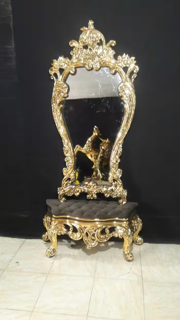 آینه کنسول فایبرگلاس الیزه آبکاری طلا کد 101971