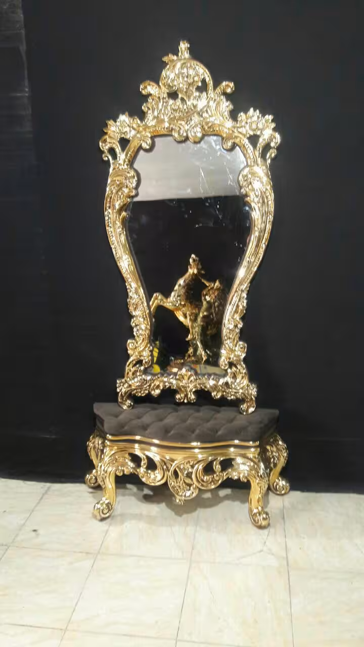 آینه کنسول فایبرگلاس الیزه آبکاری طلا کد 101971