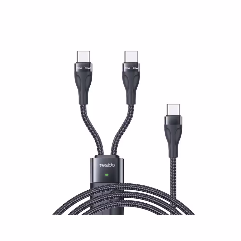 کابل تبدیل یسیدو مدل Yesido 2 In 1 Type-C To USB-C Data Cable CA88