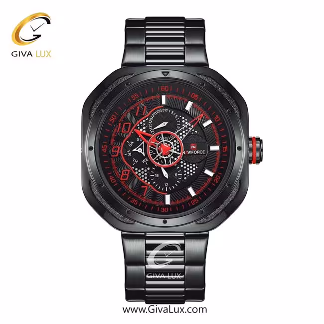 ساعت مچی مردانه بند فلزی مشکی ناوی فورس (نیوی فورس) کد NF9141-B/R/B