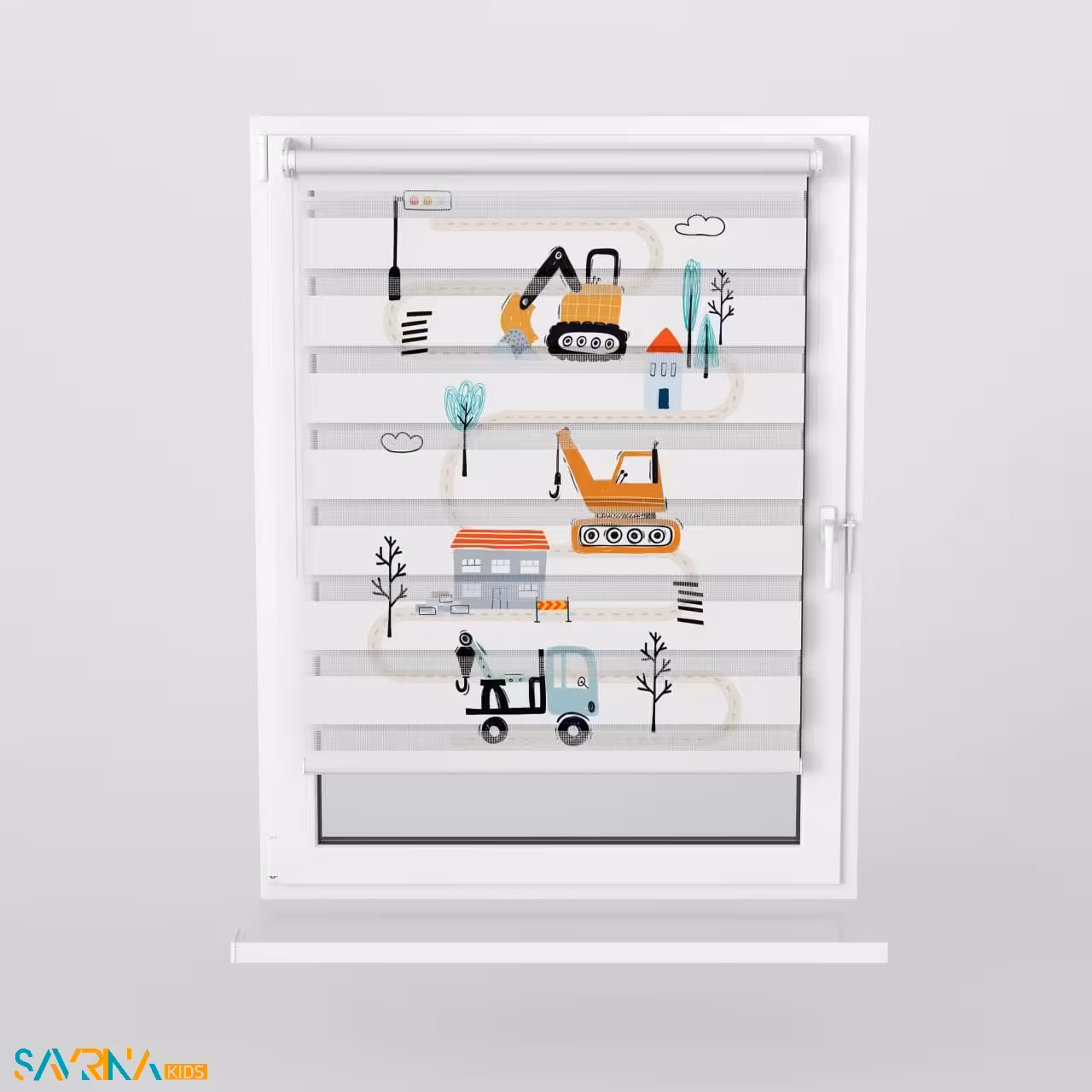 پرده زبرا بچگانه طرح ماشین های سنگین کد A3040