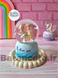 گوی موزیکال برفی چراغ دار (سایز متوسط) طرح عاشقانه آبی