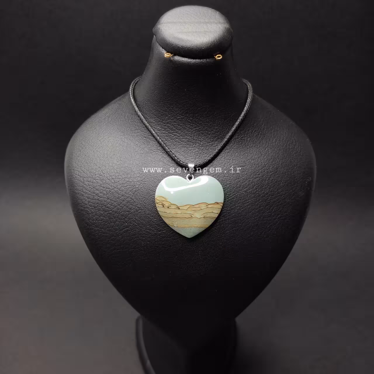 گردنبند جاسپر منظره تراش قلب (کد205)