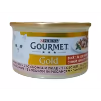 کنسرو گربه گورمه گلد چانک مرغ و سالمون