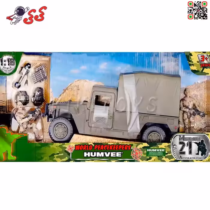 ماکت جیپ نظامی با چادر سبز برند ام اند سی MILITARY CAMPSITE M C TOY 77023D