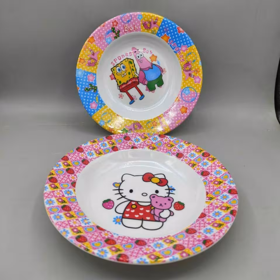 بشقاب و کاسه کودک طرح کارتونی جنس ملامین درجه 1 (قیمت تکی زده شده)