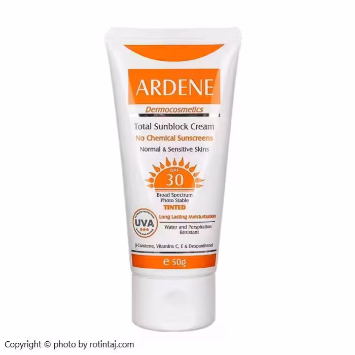 ضد آفتاب رنگی SPF30 فاقد جاذب های شیمیایی آردن