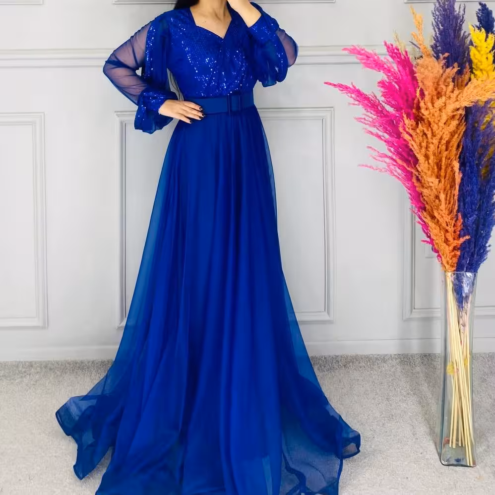 صدف مجلسی پولکی و تور لباس شب ، پیراهن ماکسی پوشیده مجلسی تا سایز بزرگ 56