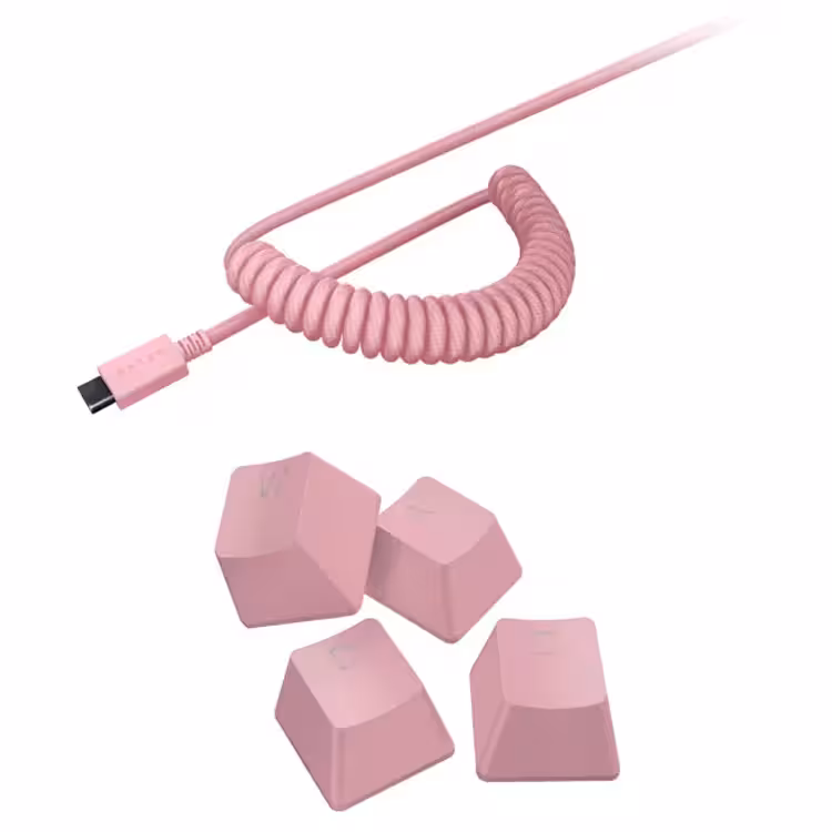 مجموعه کامل کلید ریزر Razer PBT Keycap Coiled Cable Quartz