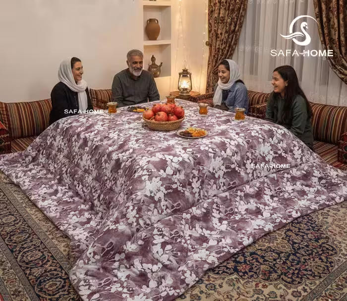 لحاف کرسی دو رویه صفاهوم طرح گل آبرنگی