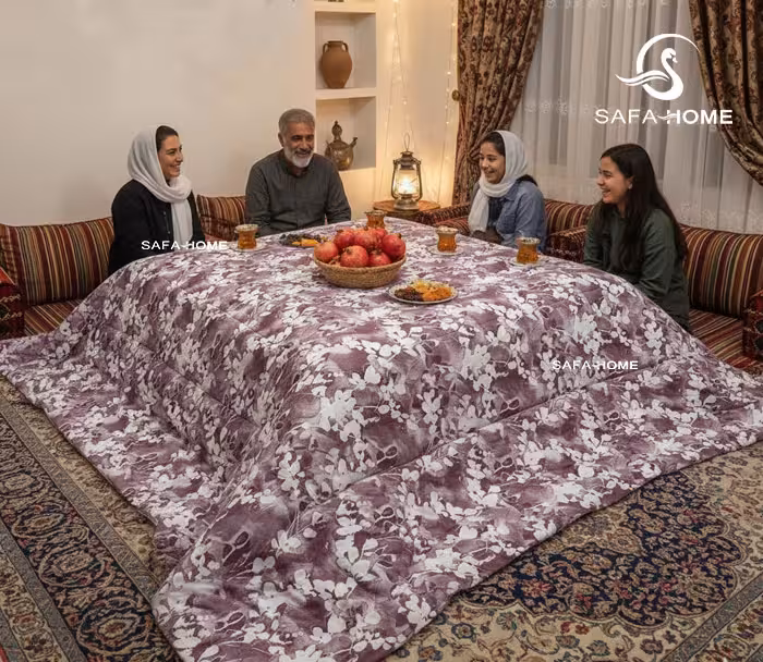 لحاف کرسی دو رویه صفاهوم طرح گل آبرنگی