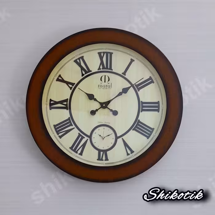 ساعت دیواری صفحه تمام چوب  دو موتوره  مارال