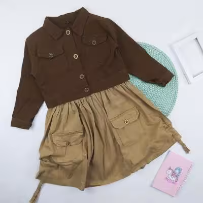 ست کت سارافون کتان دخترانه کد 9805