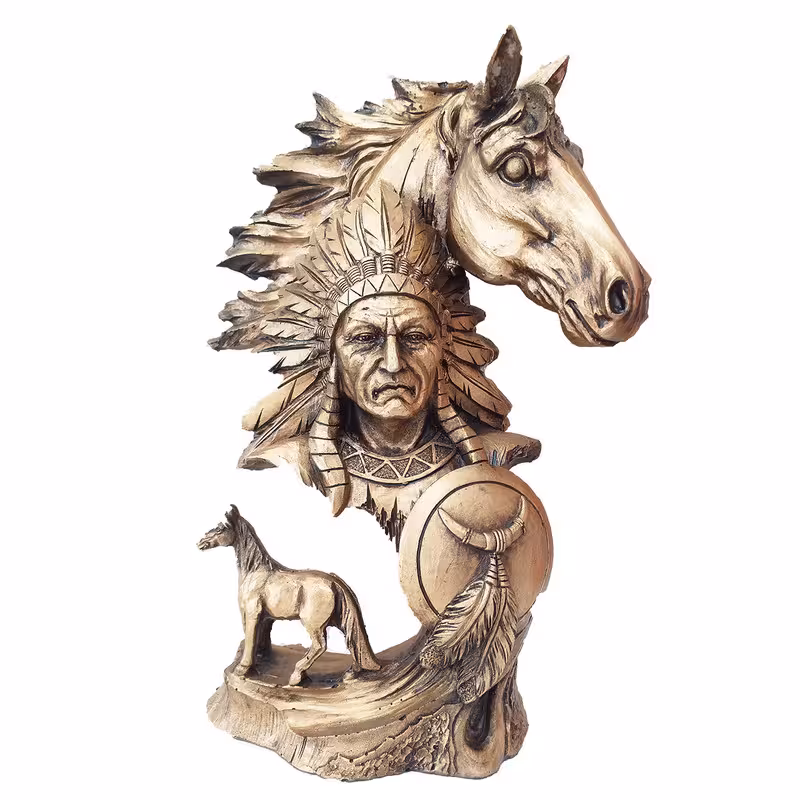 مجسمه اسب و سرخپوست