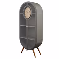 ويترين کتابخانه چوبی همراه با ساعت لوتوس کد محصول: HGDC-82-WOODHILL-GRAY