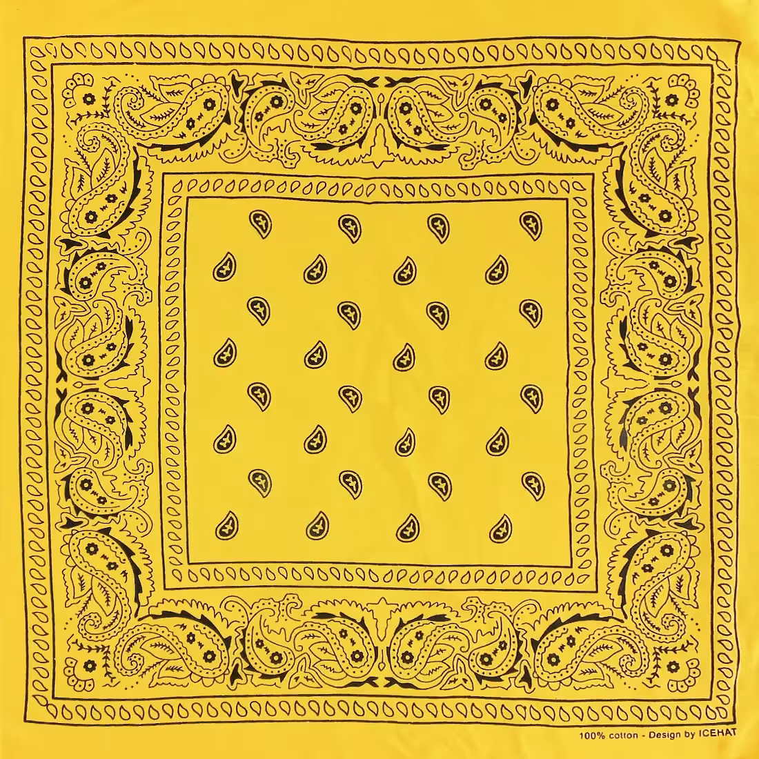 دستمال باندانا نخی طرح بته جقه زرد (دخترانه و پسرانه)