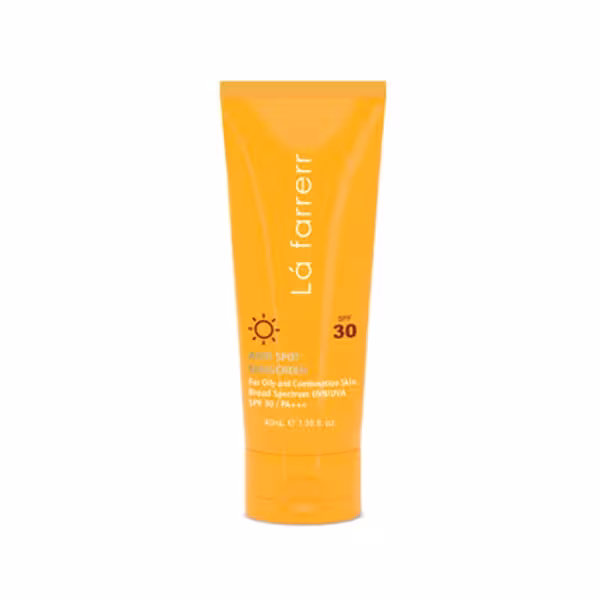کرم ضد آفتاب و ضد لک بی رنگ لافارر مناسب پوست چرب و مستعد آکنه SPF30