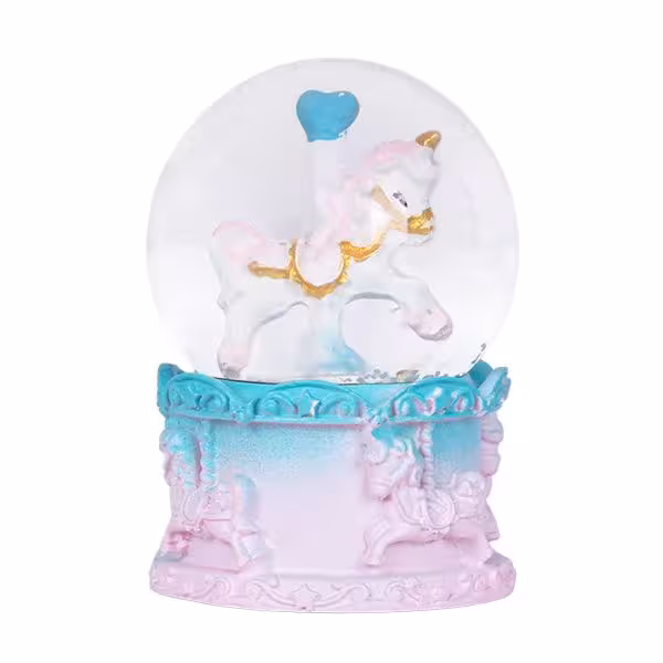 گوی برفی چراغدار کوچک طرح اسب کاروسل