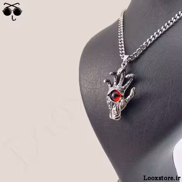 گردنبند اسکلت دست چشم دار زنجیری