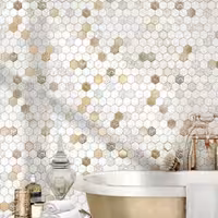 کاشی لوکس مدل رایان شش ضلعی سرامیک چیتا البرز سفید طلایی