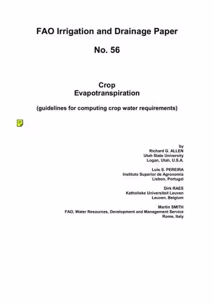 خرید و دانلود نسخه کامل کتاب Smith. Crop Evapotranspiration (guidelines for computing crop water requirements)
