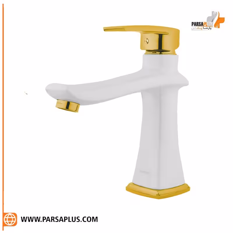 شیر روشویی دوان مدل تریفا سفید طلایی