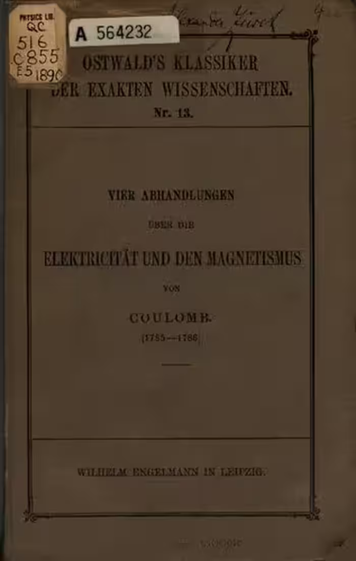 خرید و دانلود نسخه کامل کتاب Vier Abhandlungen über die Elektrizität und den Magnetismus (1785-1786)