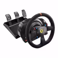 دسته فرمان و پدال بازی تراست مستر T300 Ferrari Integral Racing Wheel Alcantara Edition