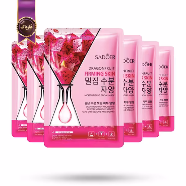 6 عدد ماسک صورت ورقه‌ ای سادور SADOER مدل میوه اژدها Dragon Fruit پک 1 عددی (اورجینال)