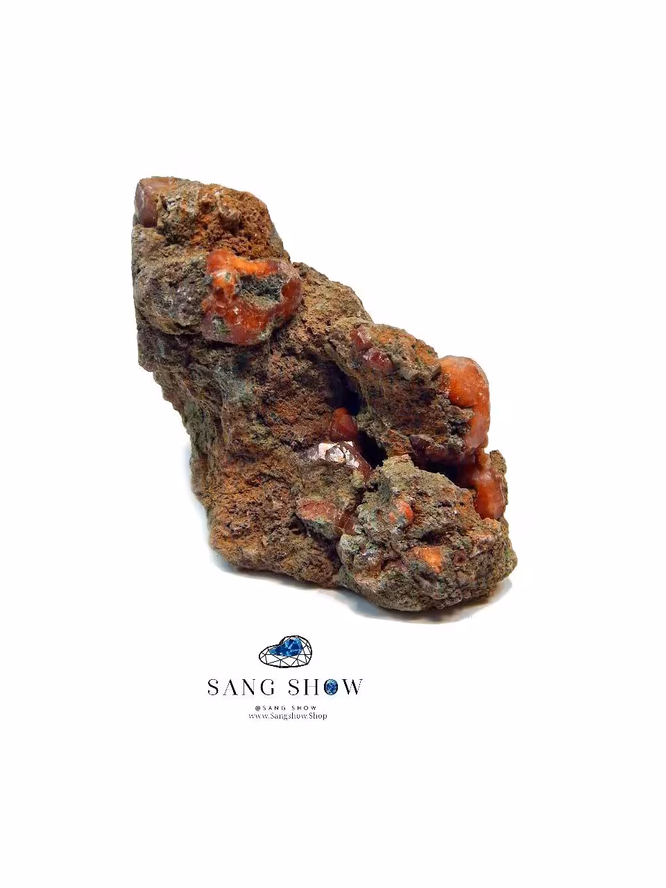 سنگ آنالسیم قرمز نمونه زیبا و معدنی بر روی بستر S1023