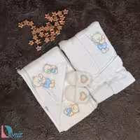 ست 5 تکه حوله نوزادی طرح خرس رنگ سفید