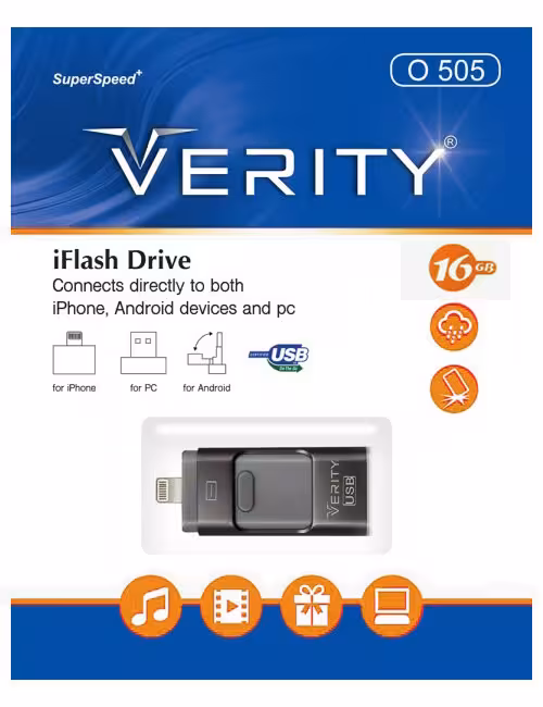 فلش مموری OTG وریتی مدل O505 ظرفیت 16 گیگابایت