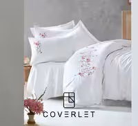 روتختی دونفره سفید طرح‌دار کاوری Perla