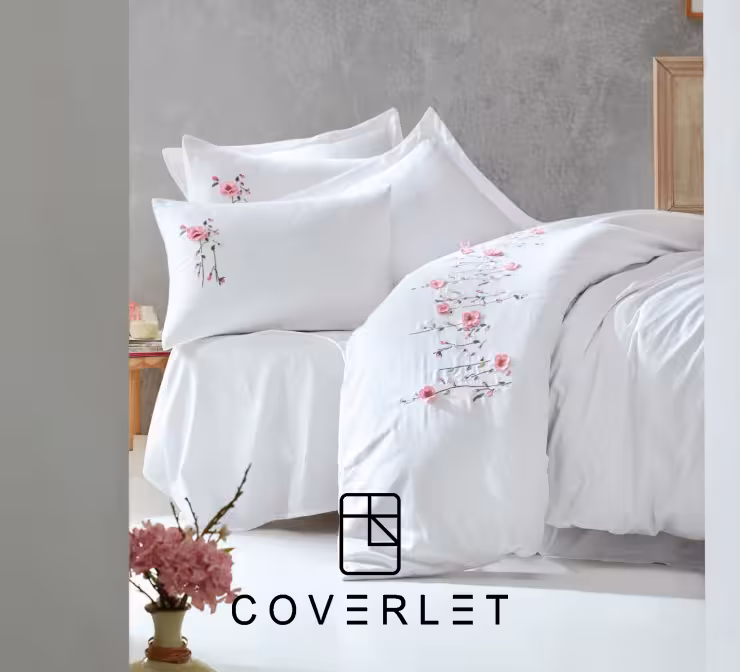 روتختی دونفره سفید طرح‌دار کاوری Perla