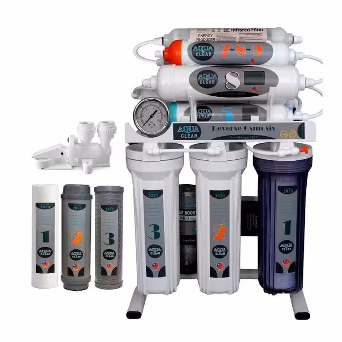 دستگاه تصفیه کننده آب آکوآ کلیر مدل NEW DESIGN2020 – ASF10 به همراه فیلتر مدل 01 مجموعه 3 عددی و کیت نشتی گیر