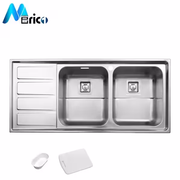 سینک استیل البرز کد 764 توکار دو لگنه