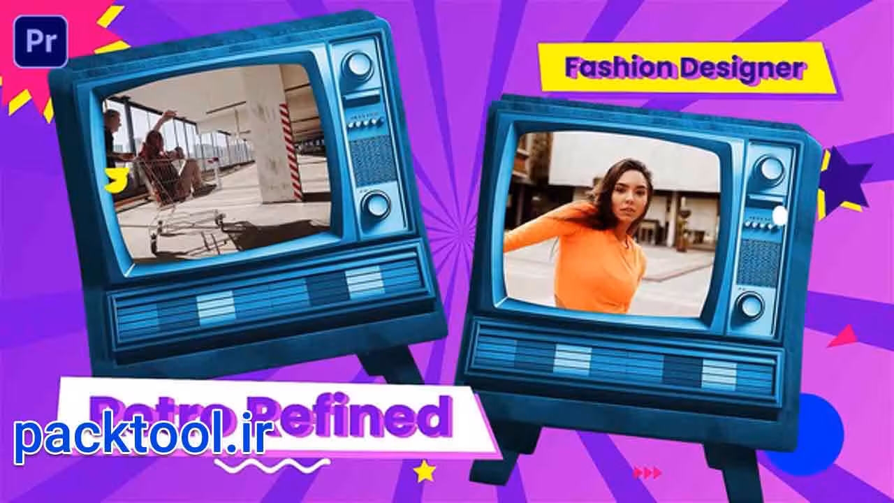 دانلود پروژه آماده پریمیر تیزر تبلیغاتی تلویزیون با سبک قدیمی Retro TV Promo - پک تول