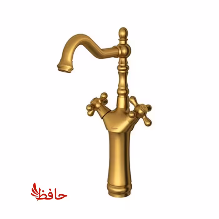 شیر روشویی پایه بلند شودر مدل باروک پلاس طلایی مات