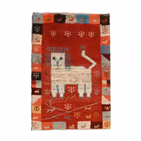 گبه دستباف یک متری مدل یلمه طرح شیر کد 4010116