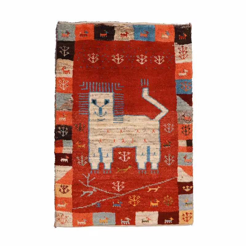 گبه دستباف یک متری مدل یلمه طرح شیر کد 4010116