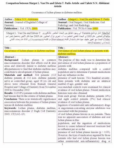 خرید و دانلود نسخه کامل کتاب Direct plagiarism by Tahrir N. Aldelaimi (Dean of Dentistry College / Anbar University) 2